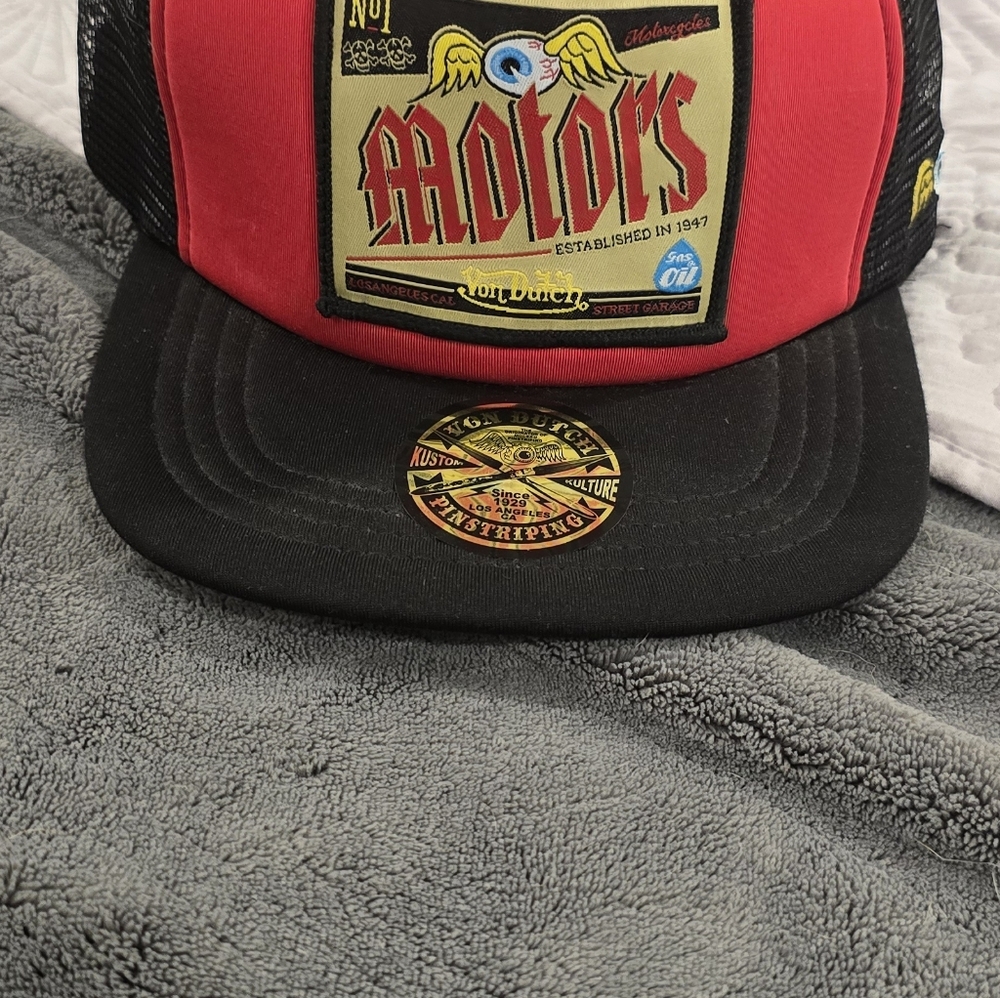 Von Dutch Red and Black Hat